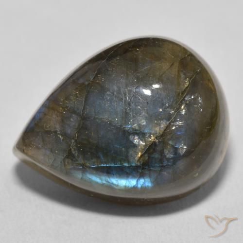 Labradorite Multicolore naturelle En forme de poire, 21.51 ct, Translucide
