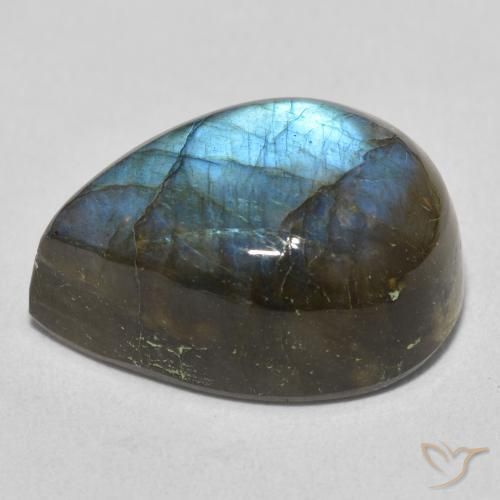Labradorite Multicolore naturelle En forme de poire, 21.51 ct, Translucide
