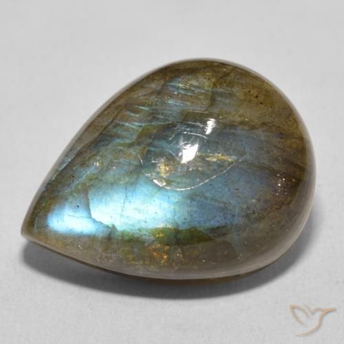 15.57ct Naturel Multicolore Labradorite, En forme de poire, Translucide