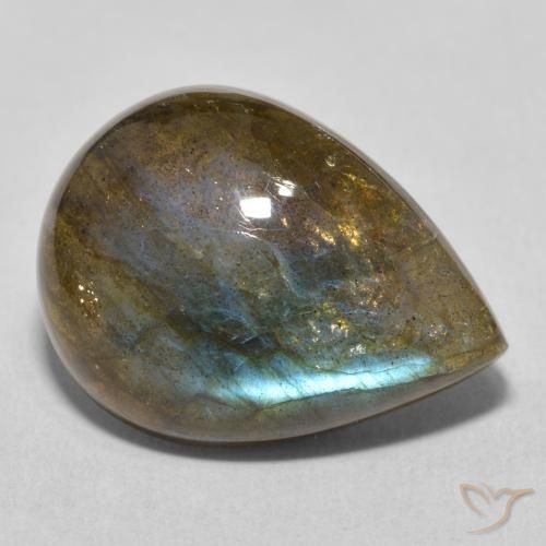 Labradorite Multicolore naturelle En forme de poire, 15.57 ct, Translucide