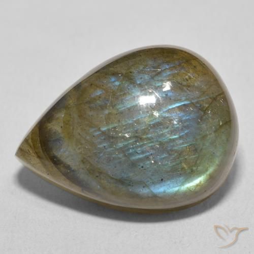 Labradorite Multicolore naturelle En forme de poire, 16.90 ct, Translucide