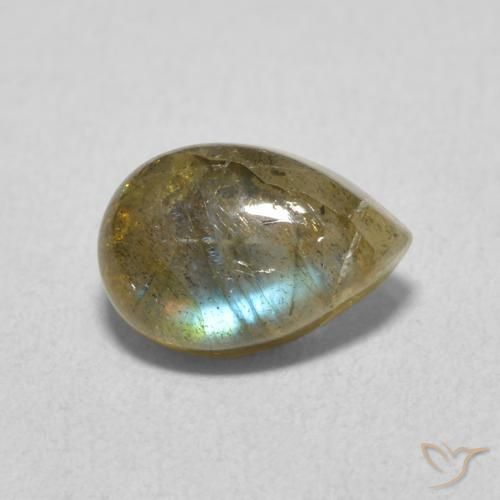 Labradorite Multicolore naturelle En forme de poire, 1.89 ct, Translucide