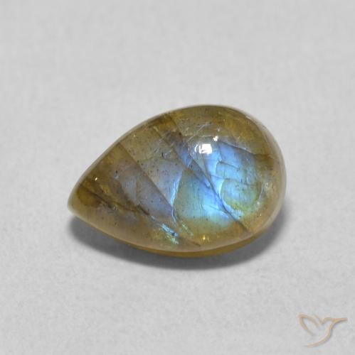 1.77ct Naturel Multicolore Labradorite, En forme de poire, Translucide
