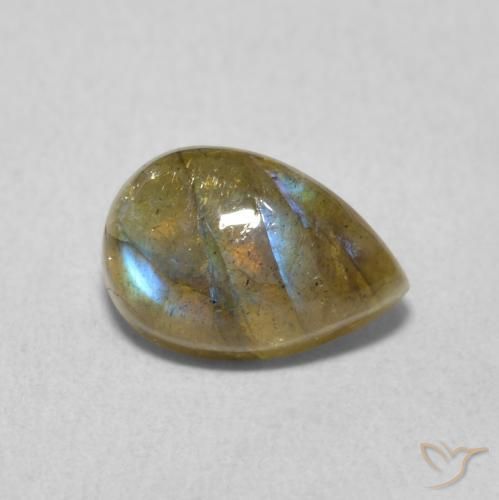 Labradorite Multicolore naturelle En forme de poire, 1.77 ct, Translucide