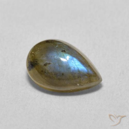 1.59ct Naturel Multicolore Labradorite, En forme de poire, Translucide