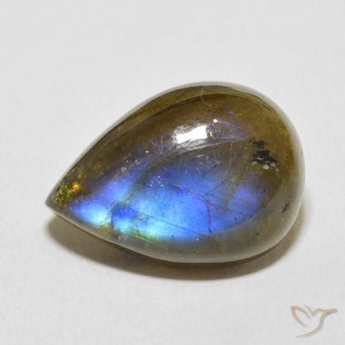 12.28ct Naturel Multicolore Labradorite, En forme de poire, Translucide