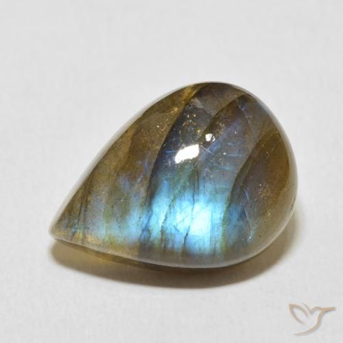 12.83ct Naturel Multicolore Labradorite, En forme de poire, Translucide