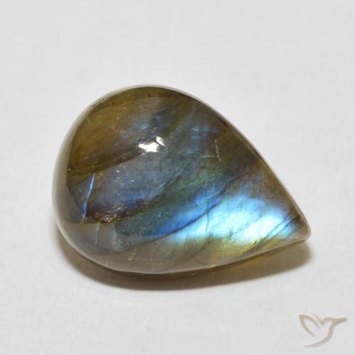 Labradorite Multicolore naturelle En forme de poire, 12.83 ct, Translucide