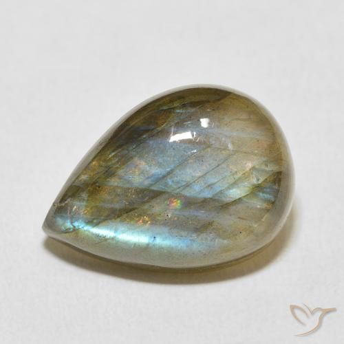 12.23ct Naturel Multicolore Labradorite, En forme de poire, Translucide