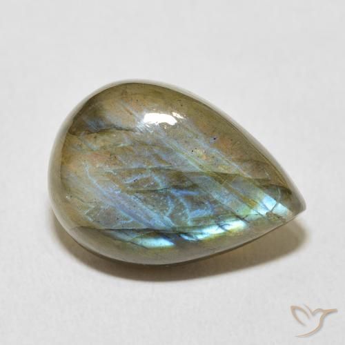 Labradorite Multicolore naturelle En forme de poire, 12.23 ct, Translucide