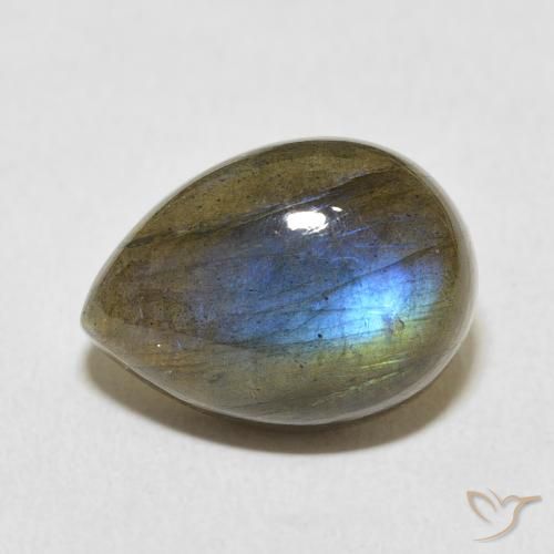 10.42ct Naturel Multicolore Labradorite, En forme de poire, Translucide