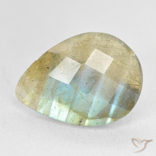 7.21ct Naturel Multicolore Labradorite, En forme de poire, Translucide