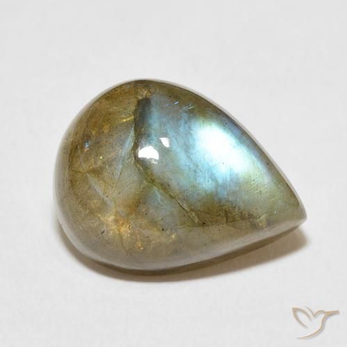 9.66ct Naturel Multicolore Labradorite, En forme de poire, Translucide