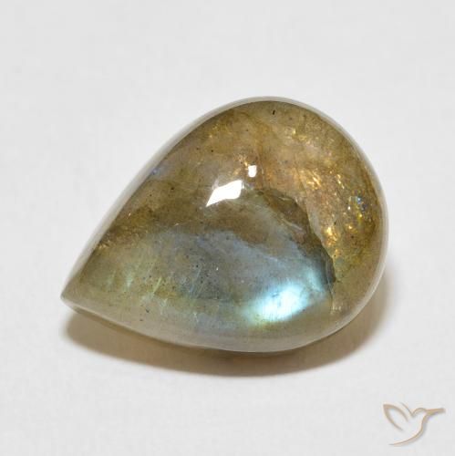 Labradorite Multicolore naturelle En forme de poire, 9.66 ct, Translucide