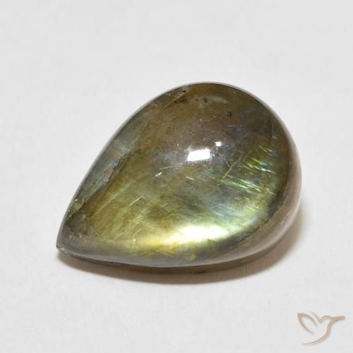 13.30ct Naturel Multicolore Labradorite, En forme de poire, Translucide