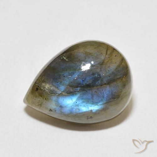 Labradorite Multicolore naturelle En forme de poire, 9.03 ct, Translucide