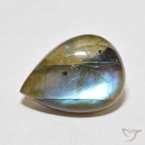 12.79ct Naturel Multicolore Labradorite, En forme de poire, Translucide