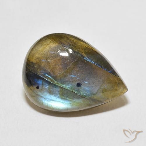 Labradorite Multicolore naturelle En forme de poire, 12.79 ct, Translucide