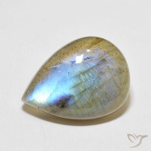 15.04ct Naturel Multicolore Labradorite, En forme de poire, Translucide