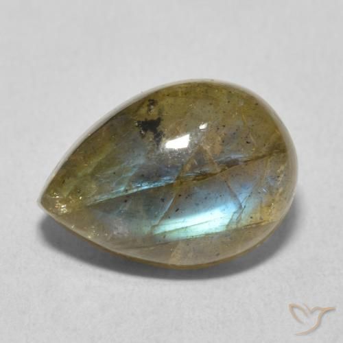 6.39ct Naturel Multicolore Labradorite, En forme de poire, Translucide