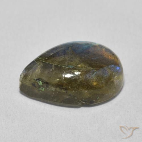 Labradorite Multicolore naturelle En forme de poire, 6.02 ct, Translucide