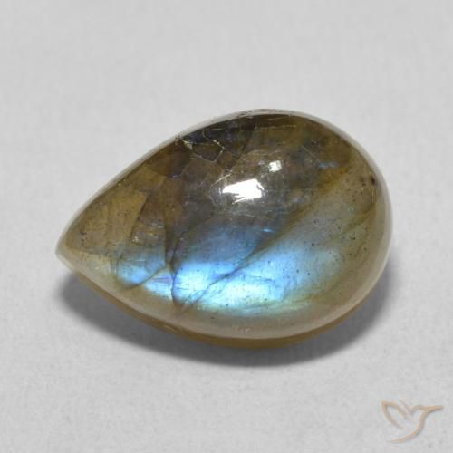 6.53ct Naturel Multicolore Labradorite, En forme de poire, Translucide