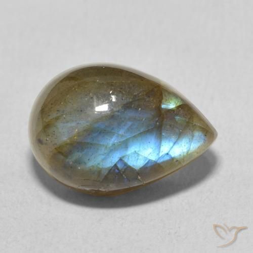 Labradorite Multicolore naturelle En forme de poire, 6.53 ct, Translucide