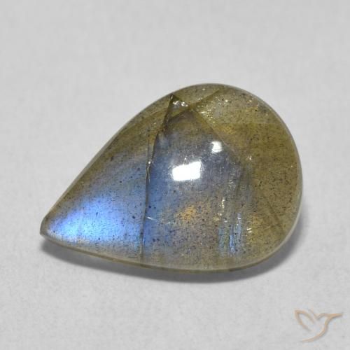 Labradorite Multicolore naturelle En forme de poire, 3.98 ct, Translucide