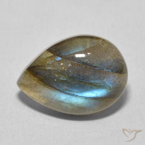Labradorite Multicolore naturelle En forme de poire, 6.00 ct, Transparent / Translucide