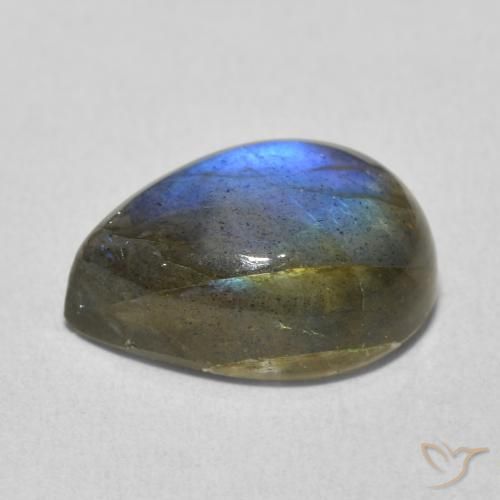 Labradorite Multicolore naturelle En forme de poire, 6.49 ct, Translucide