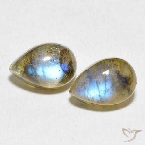 5.04ctw Naturel Multicolore Labradorite, En forme de poire, Transparent / Translucide