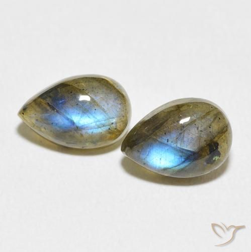 3.20ctw Naturel Multicolore Labradorite, En forme de poire, Translucide