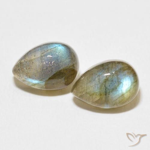 5.46ctw Naturel Multicolore Labradorite, En forme de poire, Translucide