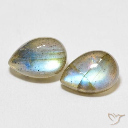 5.00ctw Naturel Multicolore Labradorite, En forme de poire, Translucide