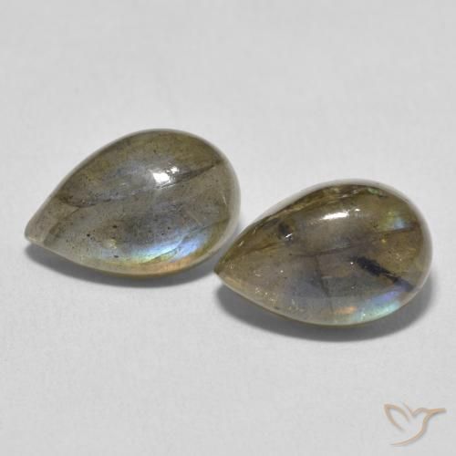 7.66ctw Naturel Multicolore Labradorite, En forme de poire, Translucide