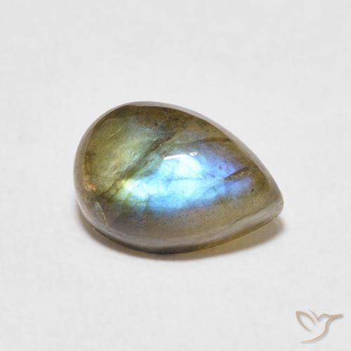 2.74ct Naturel Multicolore Labradorite, En forme de poire, Translucide