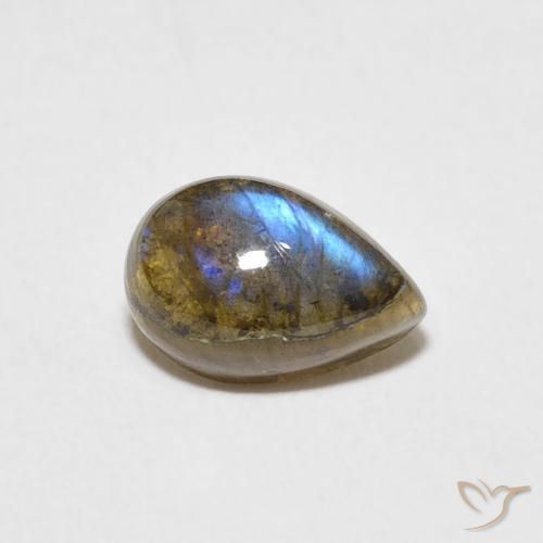 Labradorite Multicolore naturelle En forme de poire, 1.66 ct, Translucide