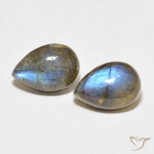 5.08ctw Naturel Multicolore Labradorite, En forme de poire, Translucide