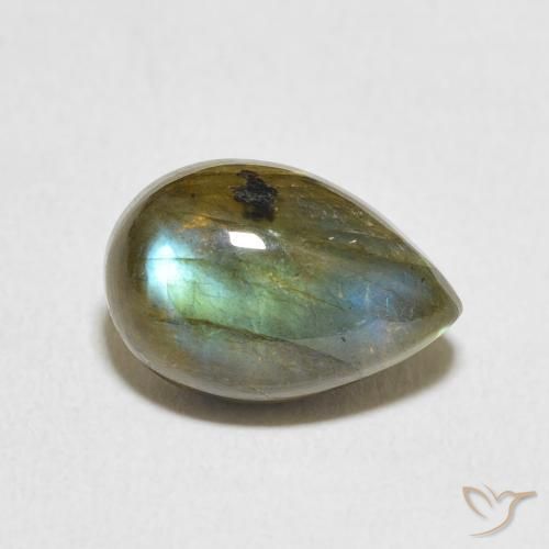 4.03ct Naturel Multicolore Labradorite, En forme de poire, Translucide
