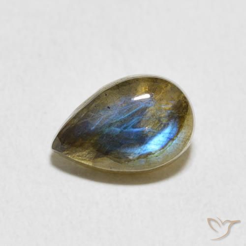 1.63ct Naturel Multicolore Labradorite, En forme de poire, Translucide