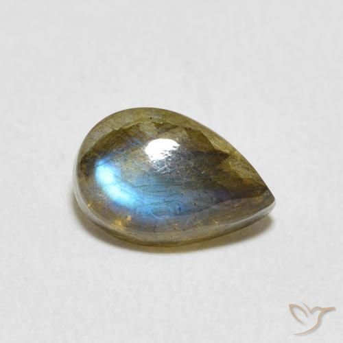 Labradorite Multicolore naturelle En forme de poire, 1.63 ct, Translucide