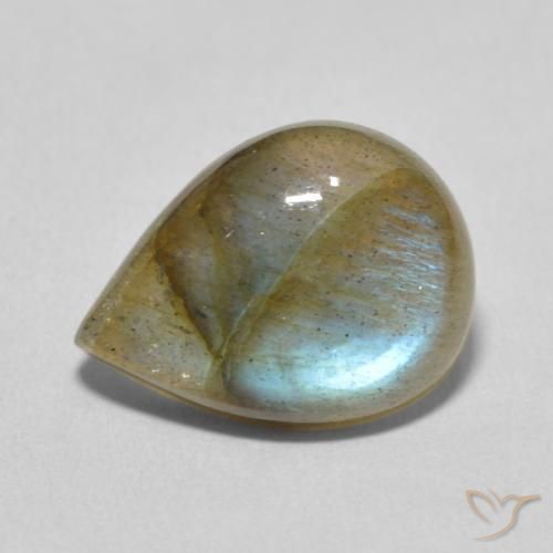 7.21ct Naturel Multicolore Labradorite, En forme de poire, Translucide