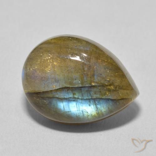 Labradorite Multicolore naturelle En forme de poire, 9.82 ct, Translucide
