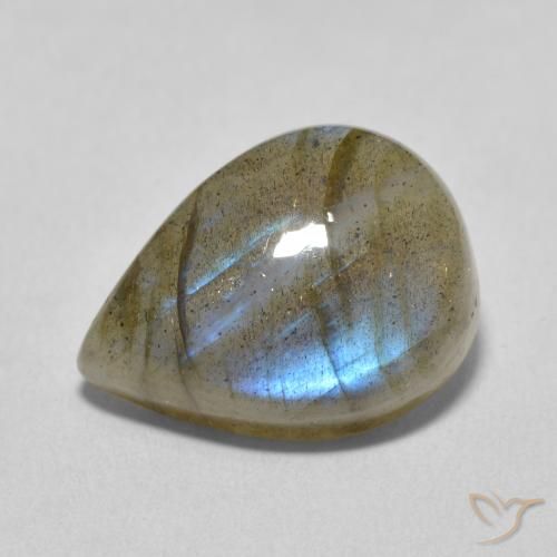 Labradorite Multicolore naturelle En forme de poire, 9.47 ct, Translucide