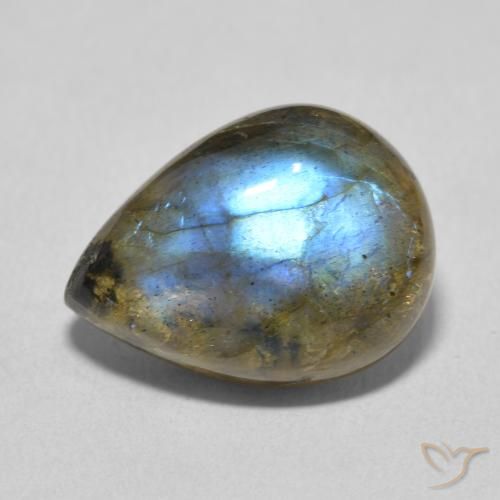 9.44ct Naturel Multicolore Labradorite, En forme de poire, Translucide
