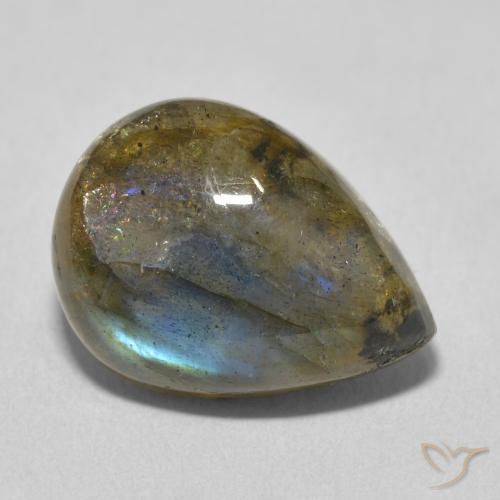 Labradorite Multicolore naturelle En forme de poire, 9.44 ct, Translucide