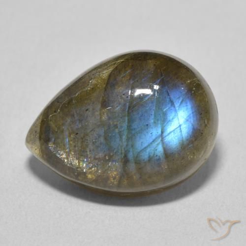 8.87ct Naturel Multicolore Labradorite, En forme de poire, Translucide