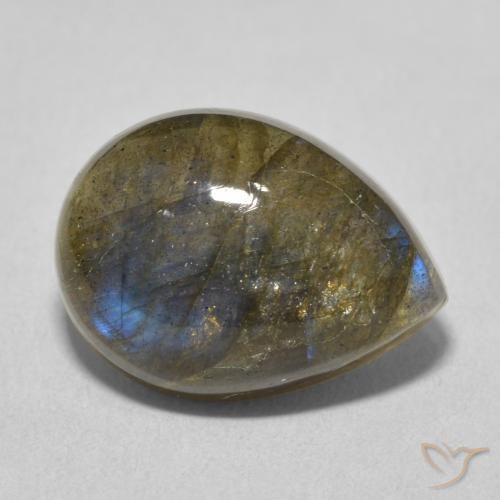 Labradorite Multicolore naturelle En forme de poire, 8.87 ct, Translucide
