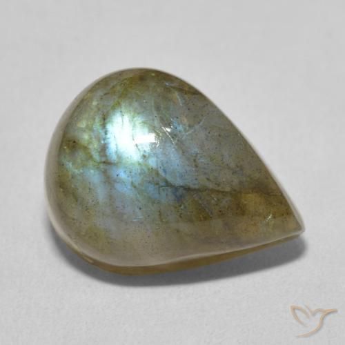 Labradorite Multicolore naturelle En forme de poire, 9.59 ct, Translucide