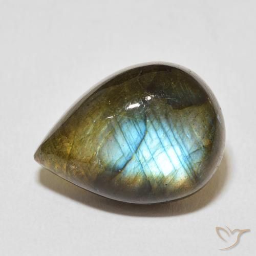 12.51ct Naturel Multicolore Labradorite, En forme de poire, Translucide